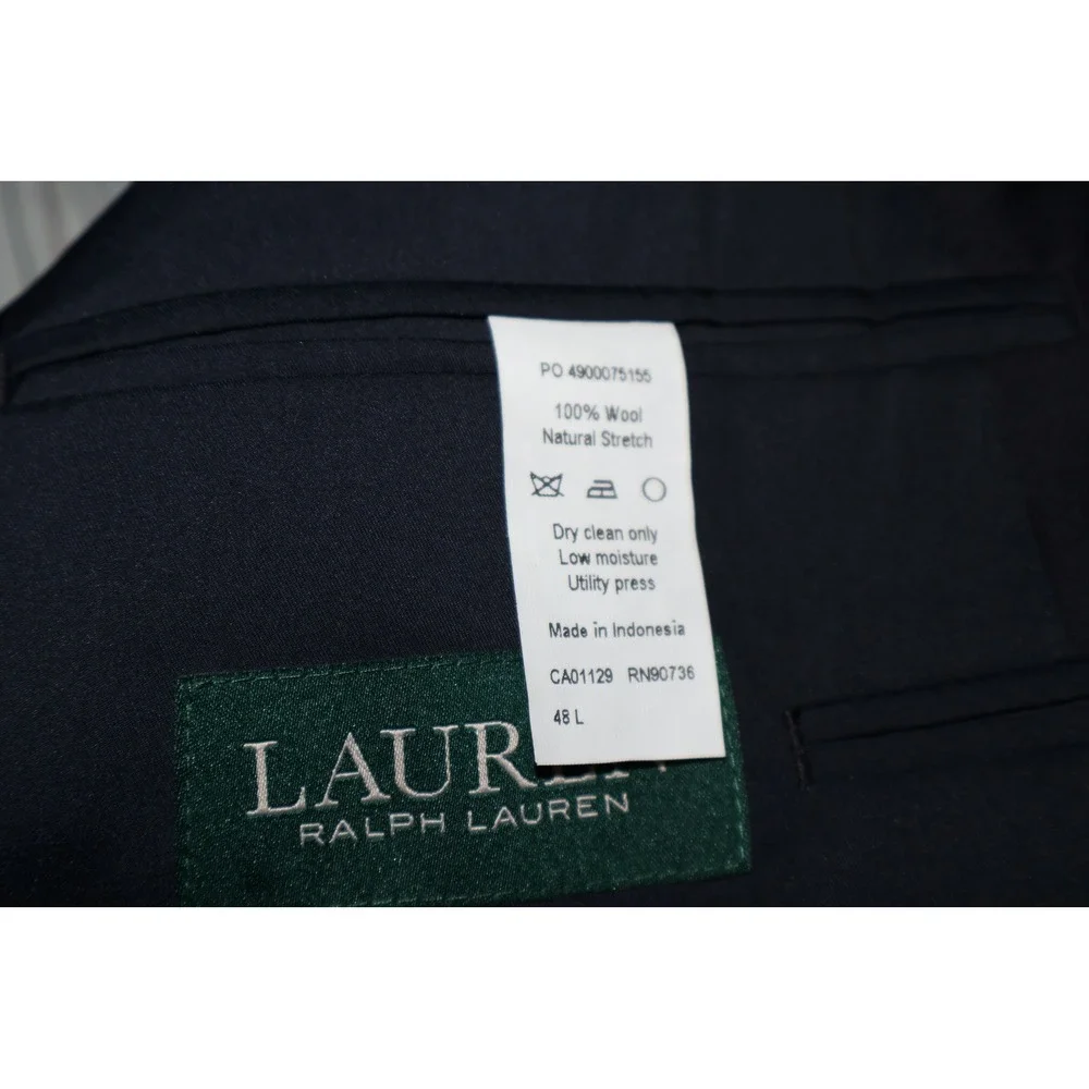 Lauren Ralph Lauren Blazer Mens 48L Navy Blue Wool Two Button Gold Crest